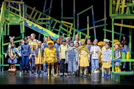 hor (Pianissimos und Mezzofortissimos, Kinderchor des Thiroler Landestheaters), Katze (Helena Duringer), Polizist (Nala Profanter), Spatzen (Sarah Hegen), Aninka (Felicitas Kogler), Pepiček (Jakob Noggler), Milchmann (Clara Draxl)