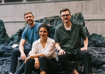 Benjamin Chamandy (Sancho), Camilla Lehmeier (Dulcinée) und Oliver Sailer (Don Quichotte) bei der Konzeptionsprobe.