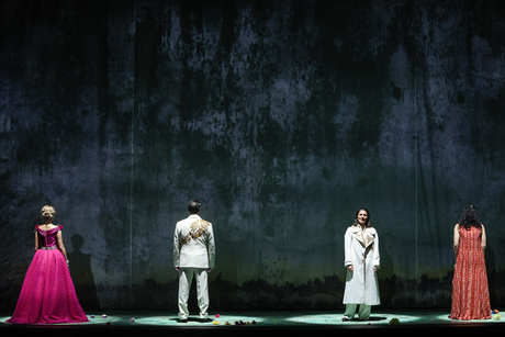 Susanne Langbein (Elettra), Dovlet Nurgeldiyev (Idomeneo), Camilla Lehmeier (Idamante) & Anastasia Lerman (Ilia) | © Barbara Palffy