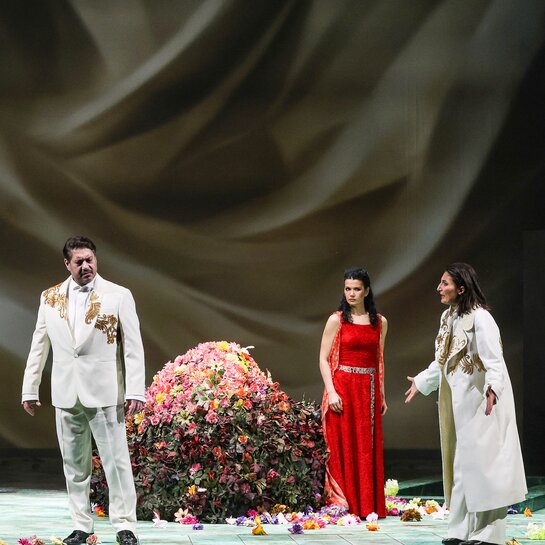 Susanne Langbein (Elettra), Dovlet Nurgeldiyev (Idomeneo), Anastasia Lerman (Ilia) & Camilla Lehmeier (Idamante) | © Barbara Palffy