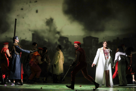 Oliver Sailer (Die Stimme / Neptun), Dovlet Nurgeldiyev (Idomeneo) & Chor | © Barbara Palffy